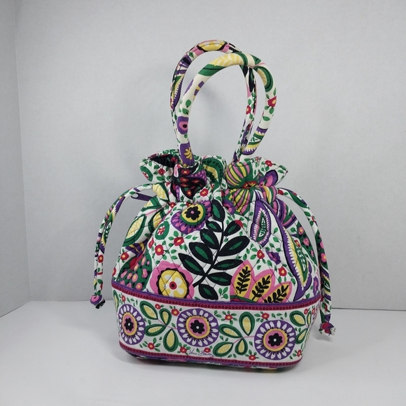 Vera Bradley Emma Viva La Vera Quilted Bucket Tote Bag Drawstring Hand Purse - Picture 7 of 15
